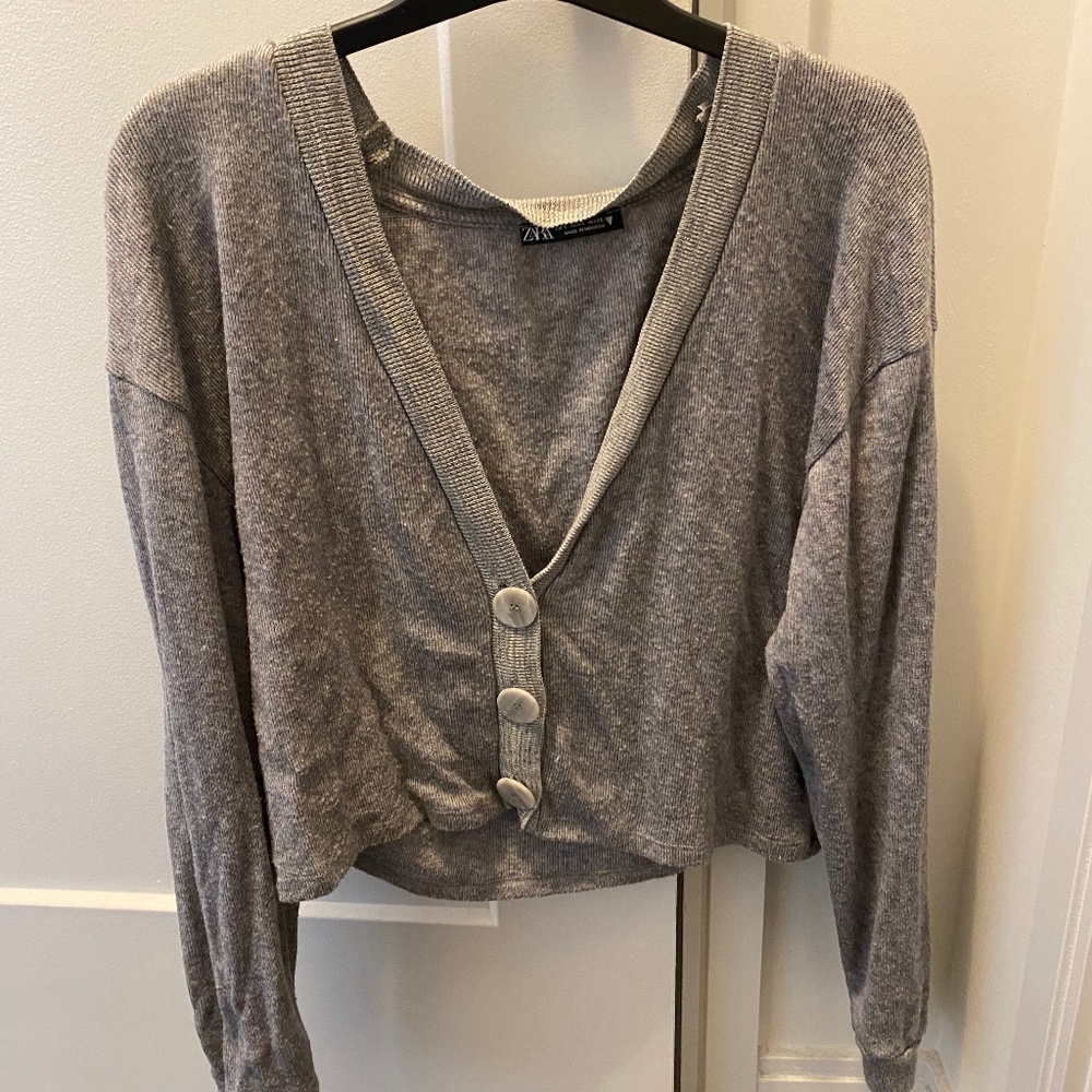 Grey Zara Cardigan Sweater  - Size Small